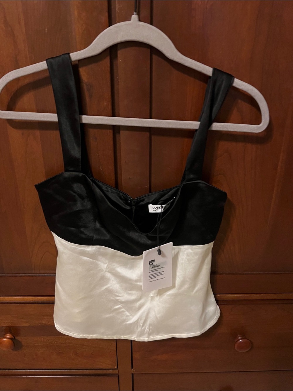 Princess Polly Black and Cream Chantell Bustier Top